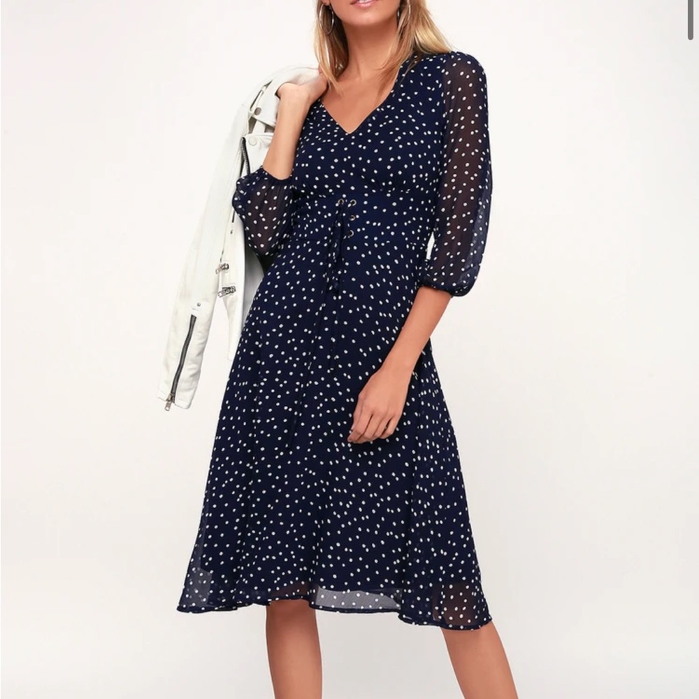 Lulus polka dot midi dress